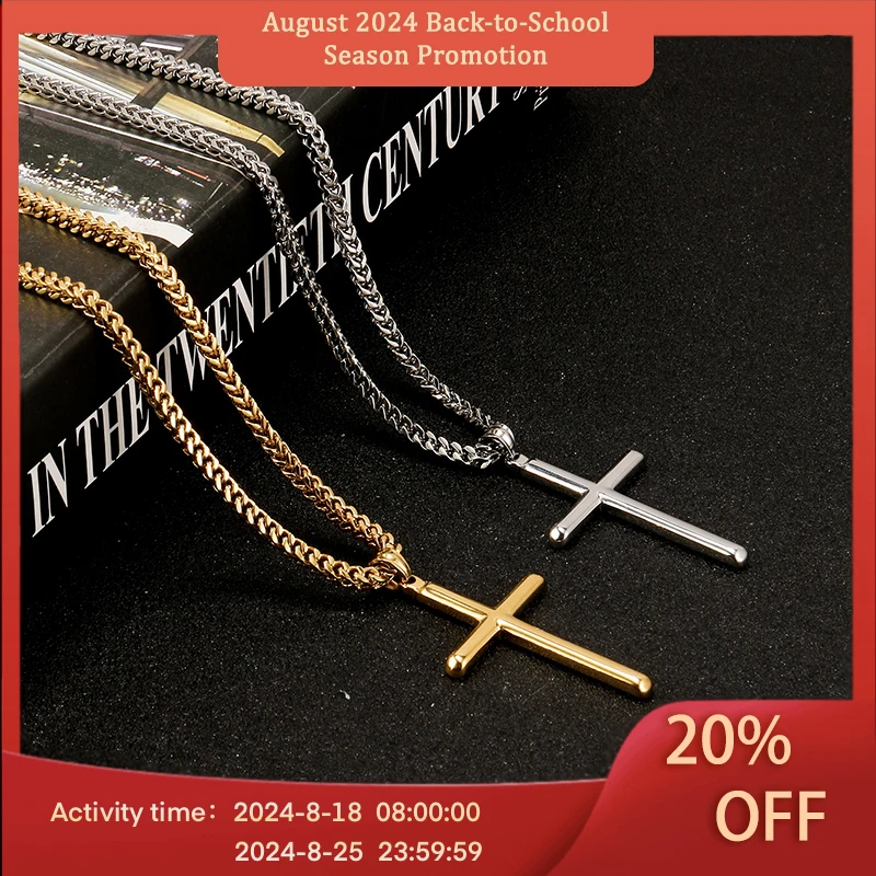 

Punk Cross Pendant Link Chain for Men Women 316L Stainless Steel Hip Hop Necklace Gold Silver Fashion Jewelry Gift Waterproof