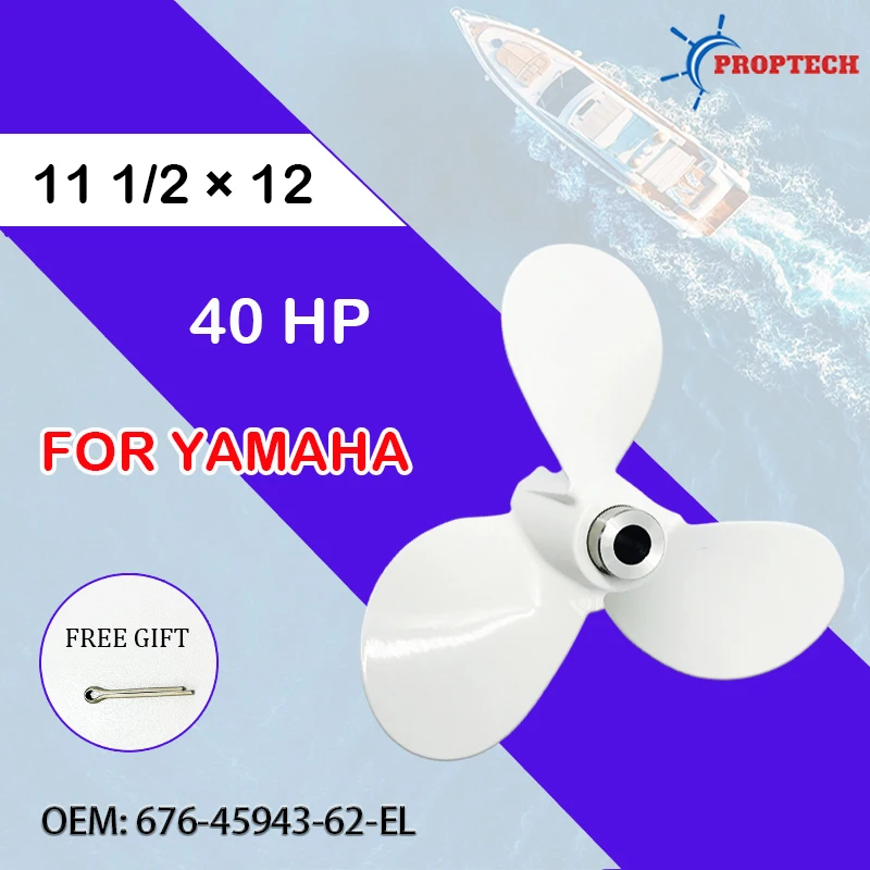 Boat Propeller 11 1/2x12 Fit Yamaha Outboard Engine 40HP Pin Drive Aluminum Alloy Screw 3 Blade Accessories