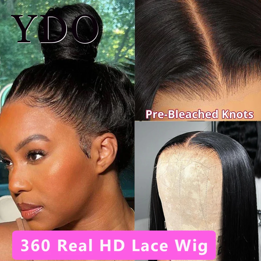 HD 360 Lace Frontal Wig pre Plucked Hairline Straight HD Transparent Lace Front Human Hair Wigs For Black Women Glueless Remy