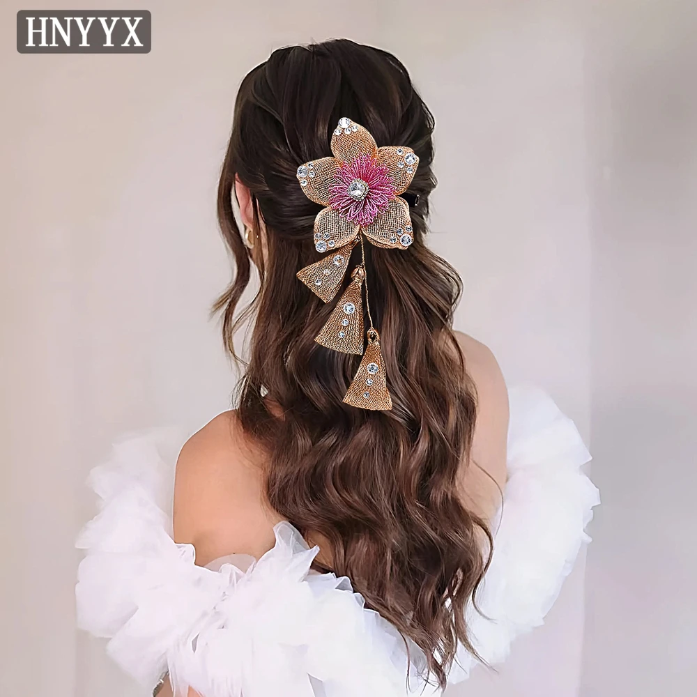 

HNYYX Women Elegant Flower Hairpin Petal Hairclip Sweet Side Clip Hair Decoration Fashion Handmade Tassel Traia for Girl A204