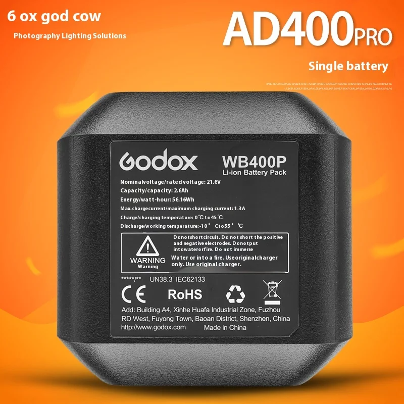 Godox AD400PRO WB400P Li-ion Battery External Flash Light Camera Lamp Power Battery Backup