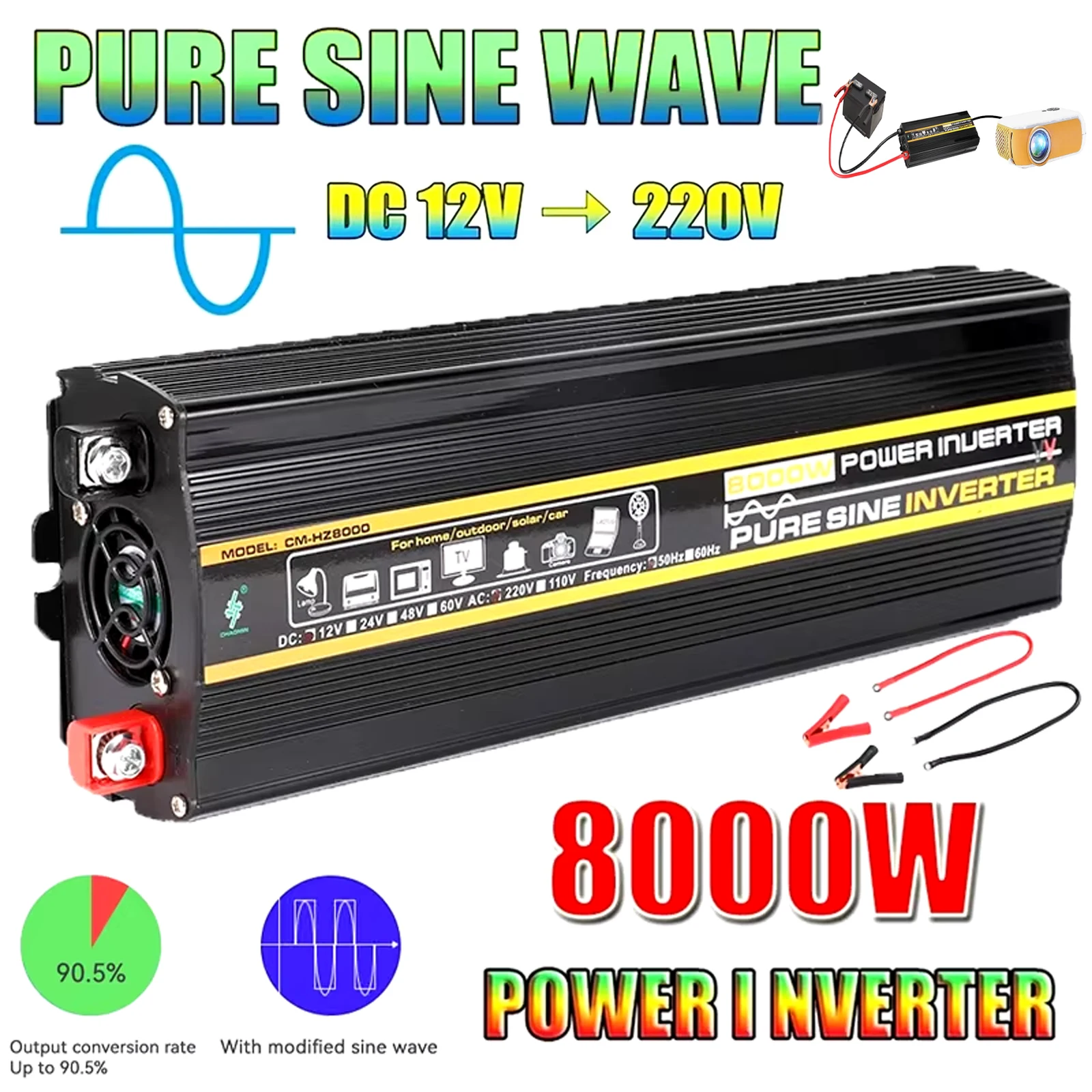 Inverter a onda sinusoidale pura da 12V a AC 110V 220V 8000W trasformatore di tensione convertitore