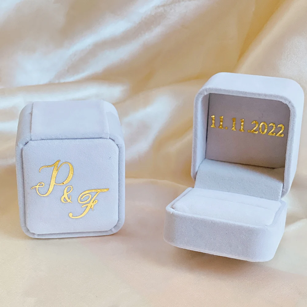 

Personalised Flannel Ring Box Wedding Ring Earring Jewelry Box Gift Boxs For Bride Custom Engagement Ring Box Proposal Ring Box