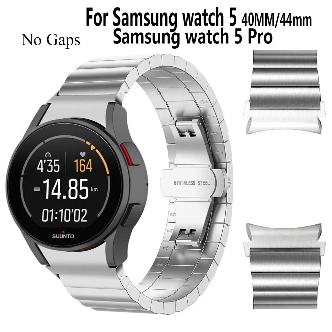 

No Gaps Stainless Steel Metal Strap For Samsung Galaxy Watch 5 Pro/44mm 40mm/Watch4 Classic 46mm 42mm Smartwatch Band Bracelet