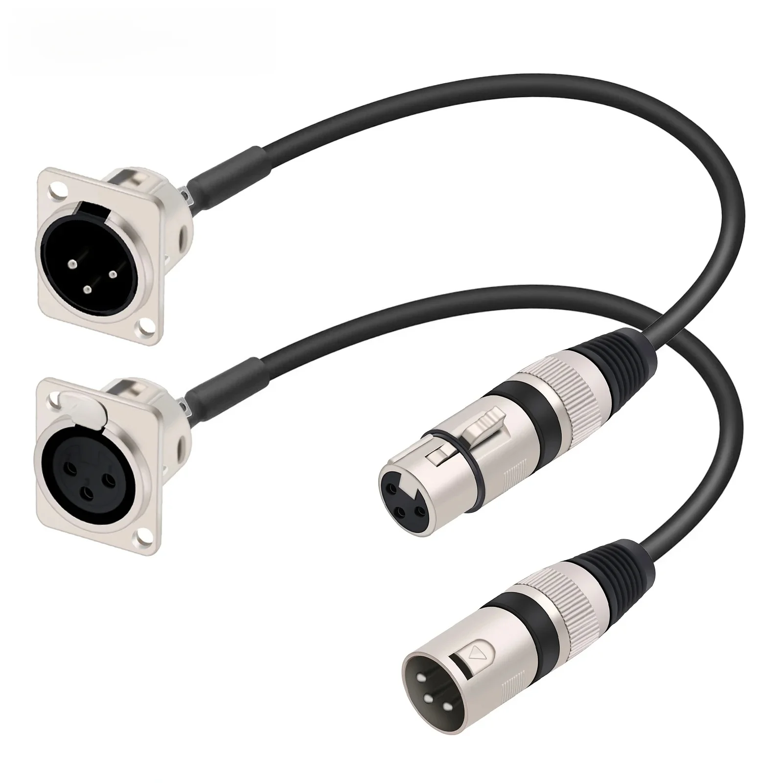 0.3M-15M 3-pinowy kabel XLR typu D XLR żeński panel do XLR męskie złącze przelotowe OFC miedziany ekranowany kabel do mikrofonu — zdjęcie produktu 7