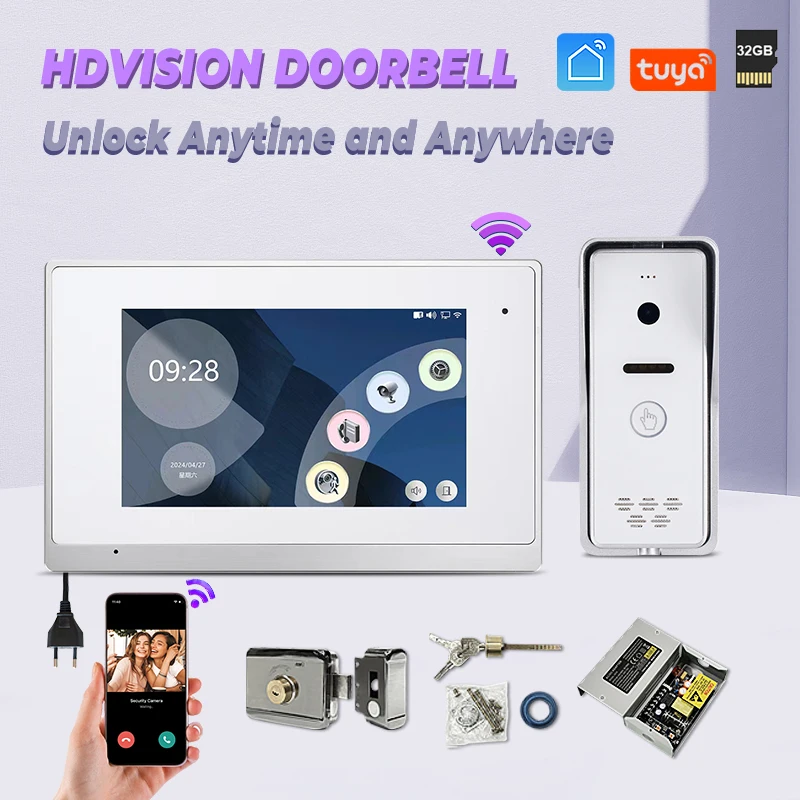 

Best Factory Price Smart Home Villa Video Intercom Kit Tuya Wifi Doorbell System HD 2MP 1080P Waterproof Door Video Intercom