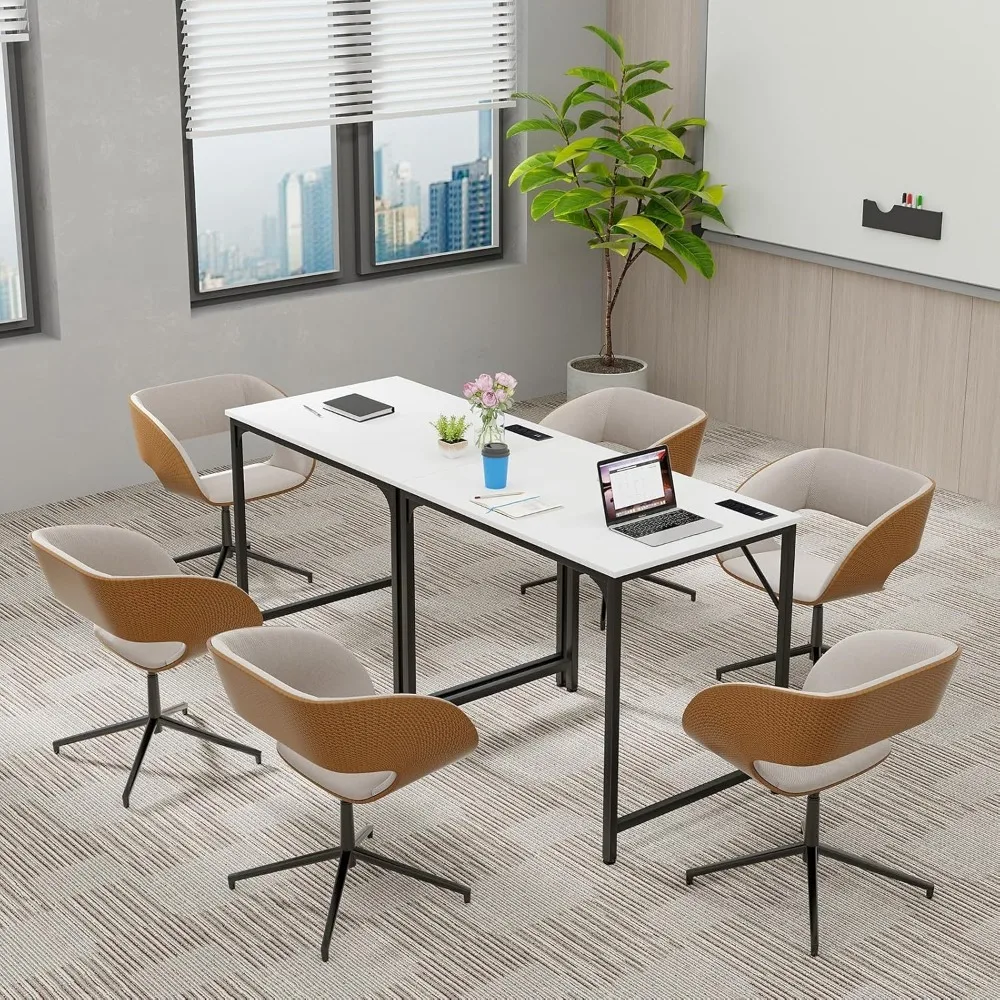 Home Office Desk, 32 Inch Computer Desk with Recessed Power Strip, Storage Bag & Headphone Hook, Wide Desktop