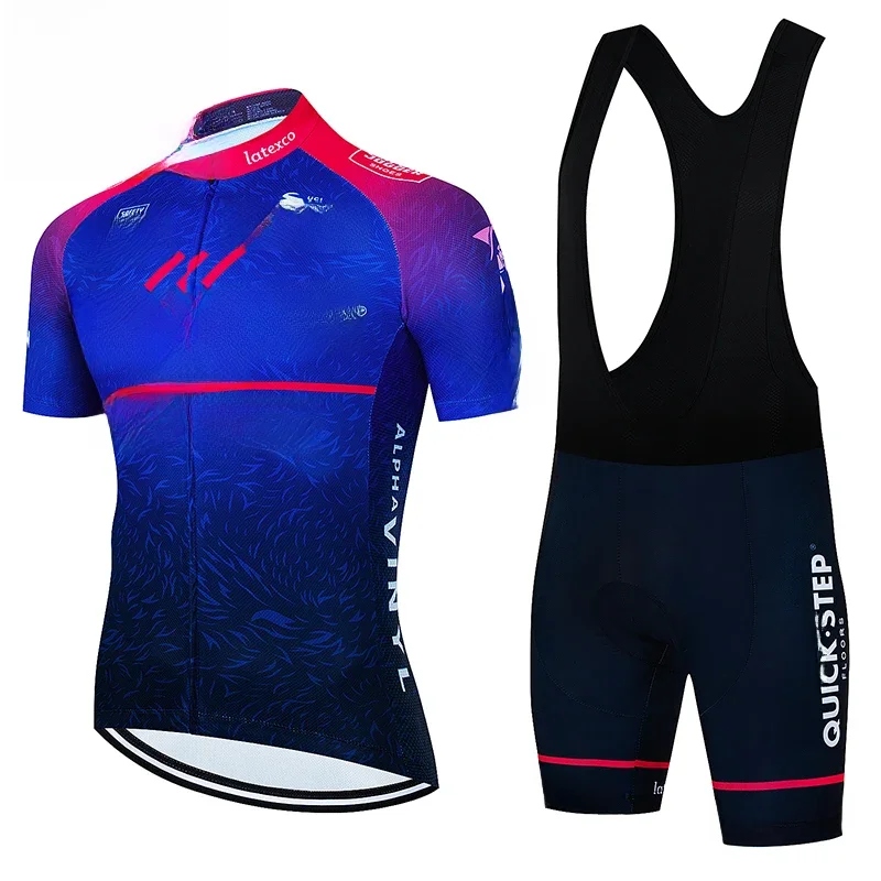 QUICK STEP-Conjuntos masculinos de ciclismo, roupas de ciclismo, manga curta, terno de bicicleta
