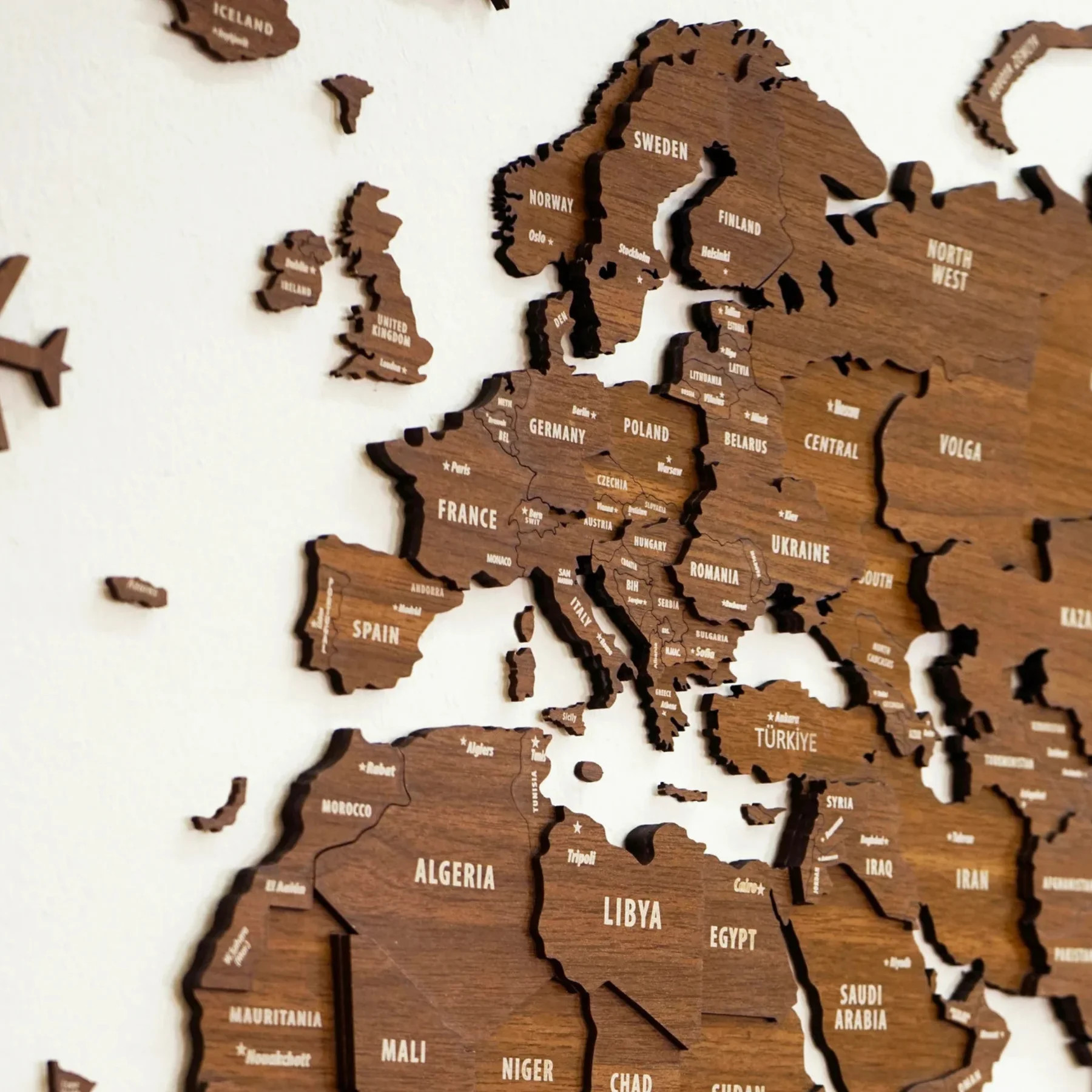 Large Size 3D Decorative Wooden World Map Easy Installation Modern Art Home Office School Living Room Wall Decor Travel Map