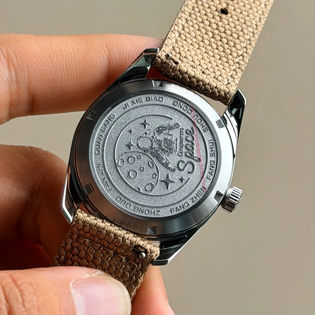 38mm NEW MERKUR Crosshair Casual Dress Watch Manual Mechanical Watch Blue Watch Leather Vintage Chinese Style