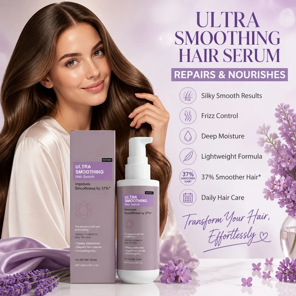 Ultra Smoothing Hair Serum Frizz Control Hair Repair for Damaged Dry Rough Hair Deep Moisture Lightweight All Hair Types 100ml