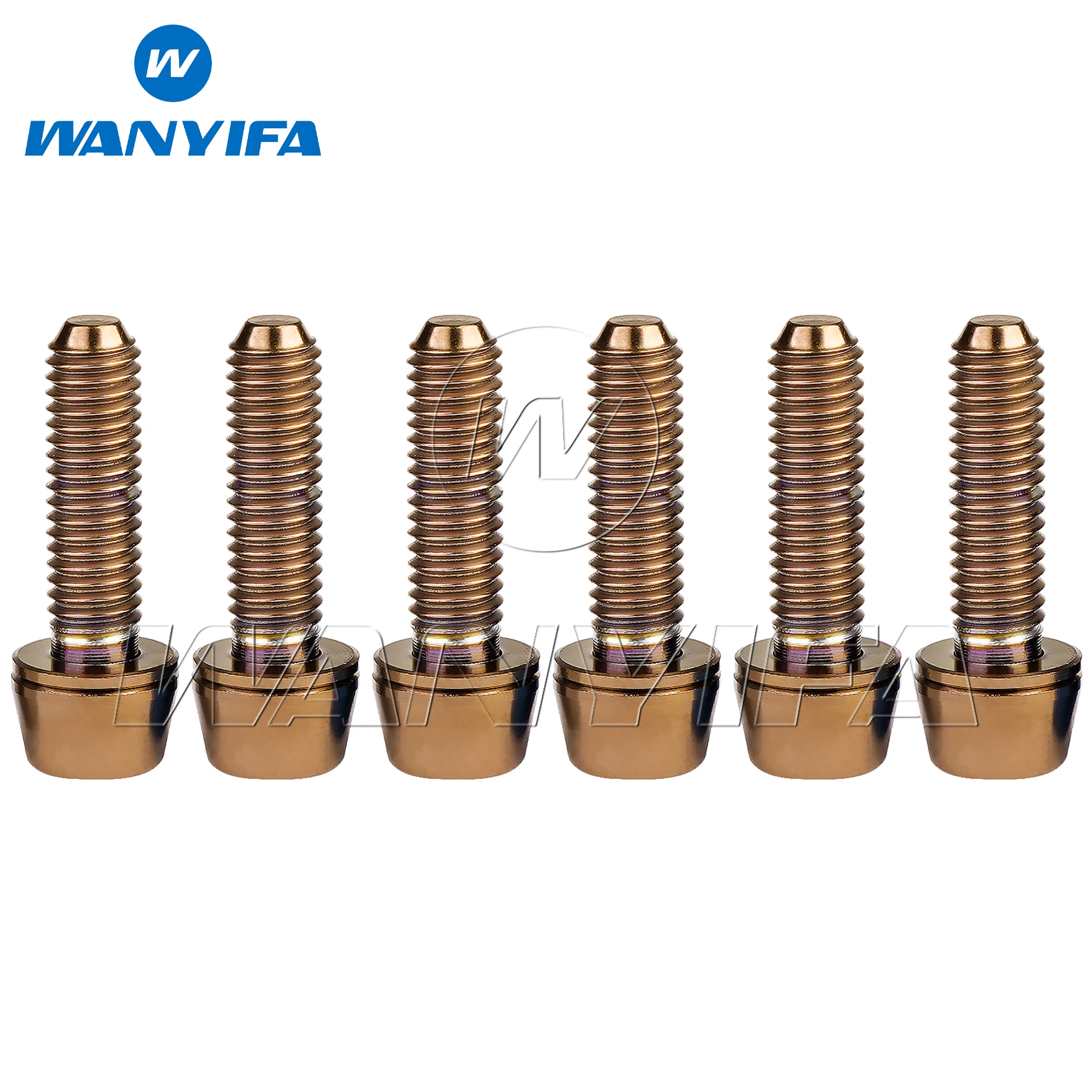 Wanyifa 6pcs Titanium Bolt M5x16 18 20mm Taper Allen Hex Head Screws with Washer for Bicycle Parts