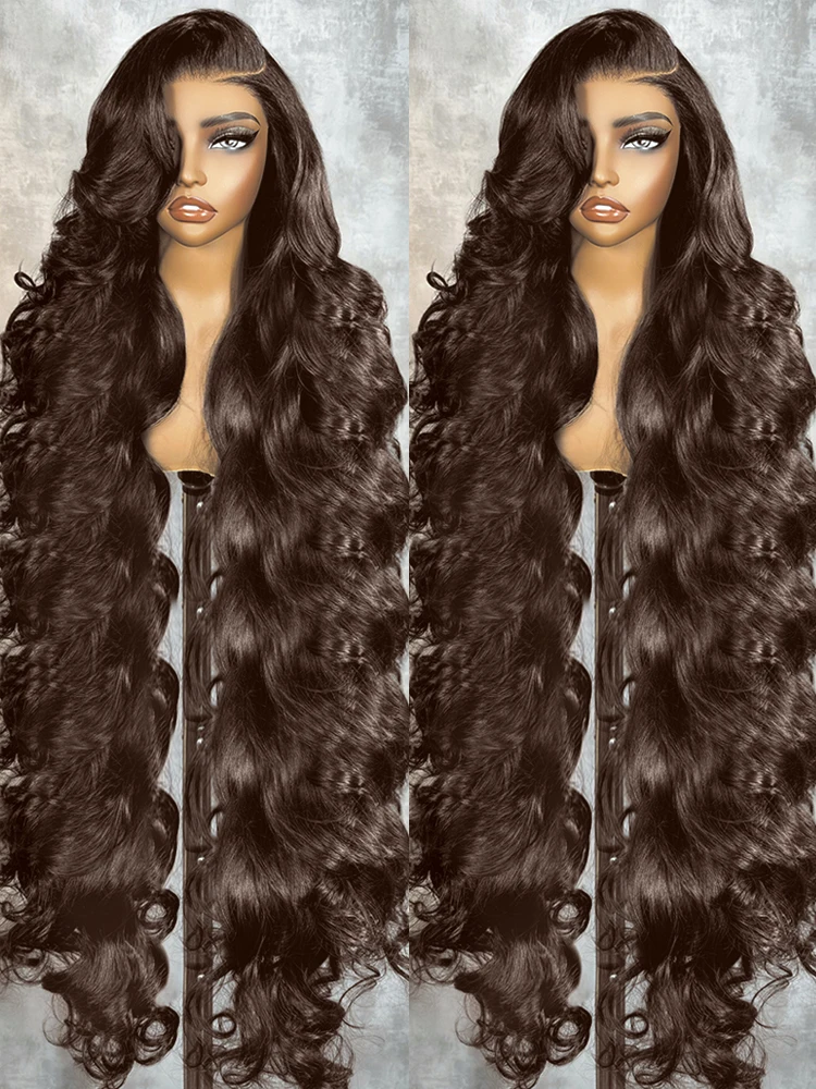 220% HD 30 40 Inches 13x6 Chocolate Brown Body Wave Lace Front Human Hair Wigs 13x4 Lace Frontal Wig Brazilian Remy Hair Wig