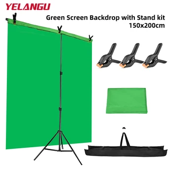 T-shape background stand with green screen backdrop photo studio photography backdrop for live video ID photos portable 150x150cm