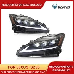 VLAND Headlamp Car Assembly For LEXUS IS250 Headlight IS350 IS300 2006-2012 IS220d/IS F Clear Lamplight With Moving Turn Signal