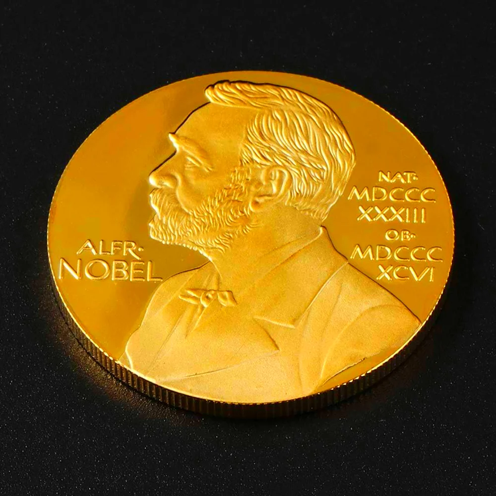 Moneda de oro Nobel, réplica conmemorativa chapada en oro de 24k, medallas de monedas, colección de monedas de oro extranjero, regalo