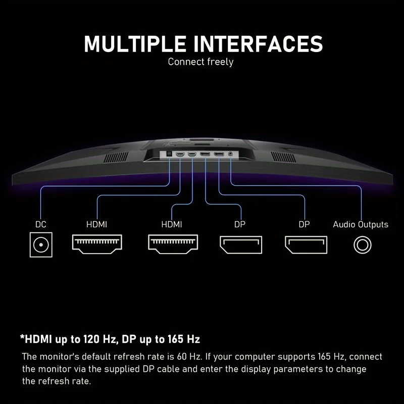 32-inch Ultra-Wide Curved 165Hz Gaming Computer Monitor 1800R Computer Screen, 2KQHD (2560x1440), Angled, DisplayPort,