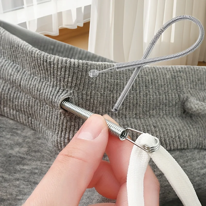 Multipurpose Rope Threading Tool DIY Bendable Spring Drawstring Threader Clip Sewing Needle for Pulling Ropes Elastic Band Craft