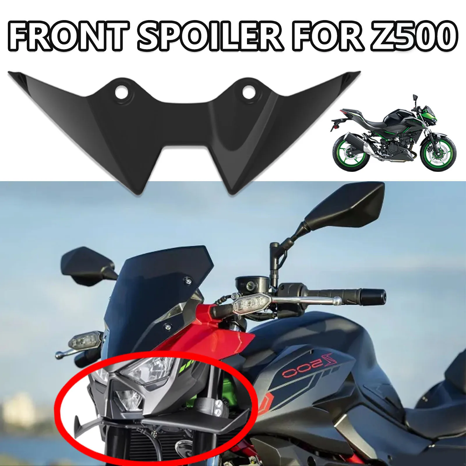 

Motorcycle Accessories Front Lip Downforce Aerodynamics Fairing Winglet Kit Front Spoiler For Kawasaki Z500 Z 500 SE 2025