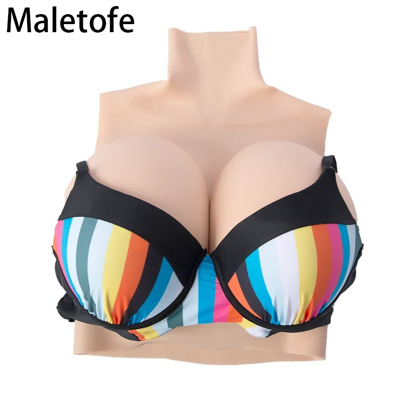 MALETOFE Silicone Breast  Forms Realistic Fake Boobs High Collar Multi Colored Crossdressing Close Fitting Breast