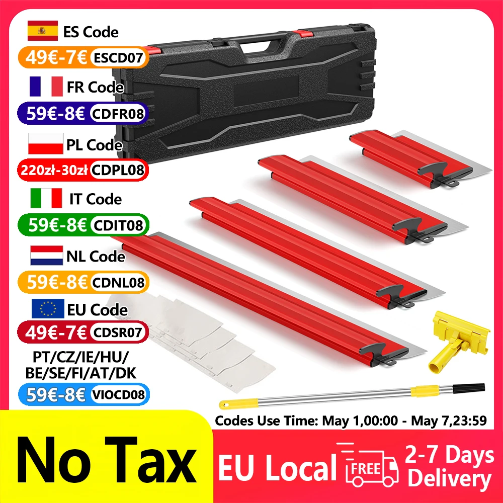 25/40/60/80cm Set di lame per scrematura per cartongesso Strumenti per intonacare la parete Lama per scrematura Pittura Finitura Levigatura Coltello per bussare
