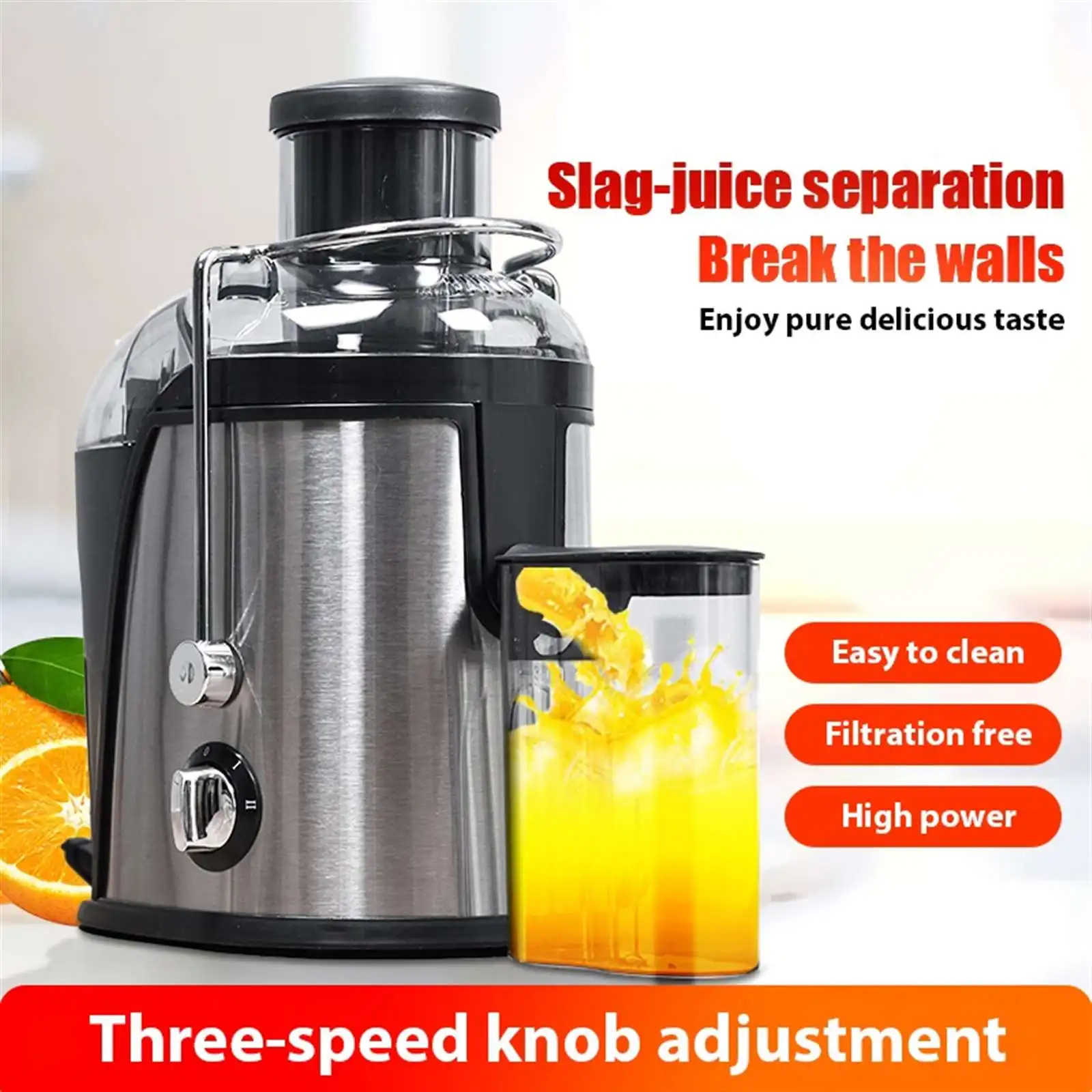 Spremiagrumi Elettrico Centrifugo con Separazione Polpa e Succo, Estrattore di Frutta Multifunzione per Cucina Domestica