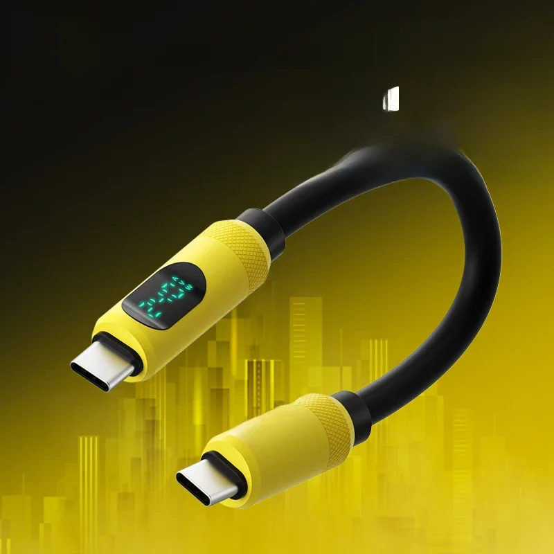 Krótki kabel USB-C Hagibis z wyświetlaczem LED, 0,25 m, szybka ładowarka typu C, kabel ładujący PD 240W do iPhone 17 Pro, Macbook, Pixel — zdjęcie produktu 7