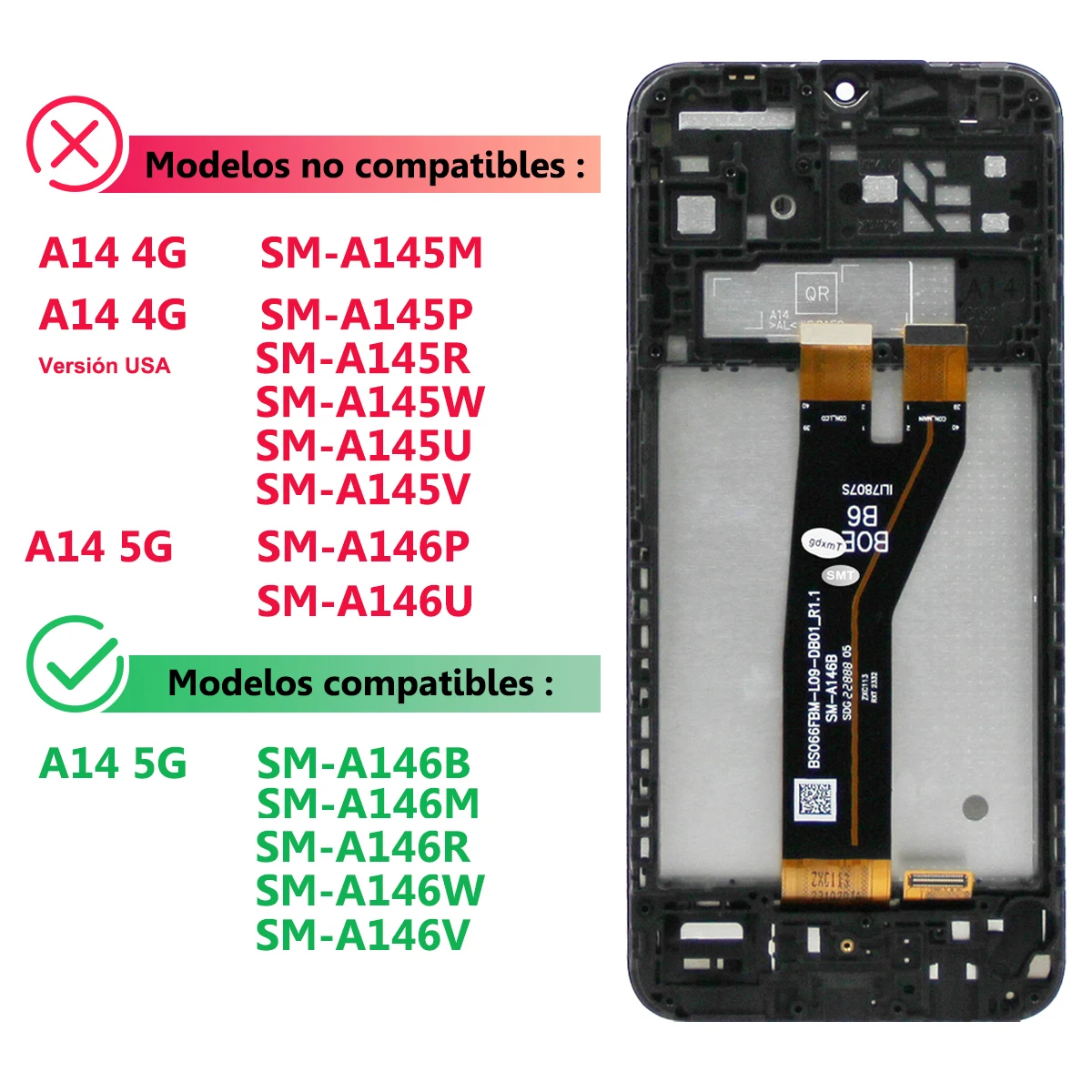 6.6\'\' Screen For Samsung A14 5G Display A146 Touch Screen Digitizer Replacement Parts for Samsung A146B A146P 146U A146M LCD