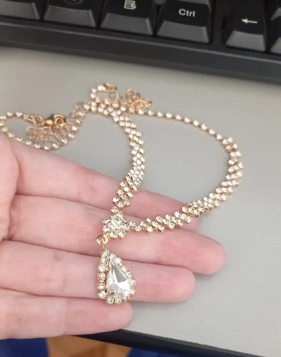 3 Pieces Of Fashionable Women's Water Drop Necklaces And Earrings Set For Wedding Season, Banquet And Party Accessories-2910 photo review
