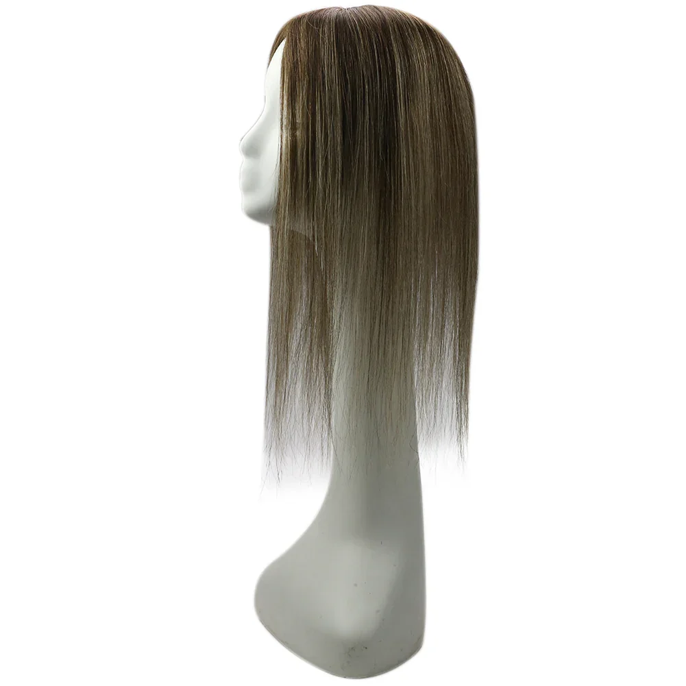 LaaVoo-extensiones de cabello humano Remy para mujer, 13x13cm, Clip en Mono y Base de PU, adorno de cabello brasileño hecho a mano