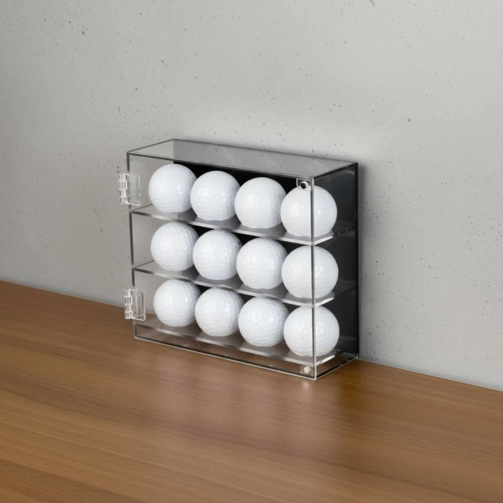 Clear Acrylic Golf Ball Display Case 3 Tier Dust Proof Wall Mount Golf Ball Holder Rack for Memorabilia Collection Home Office