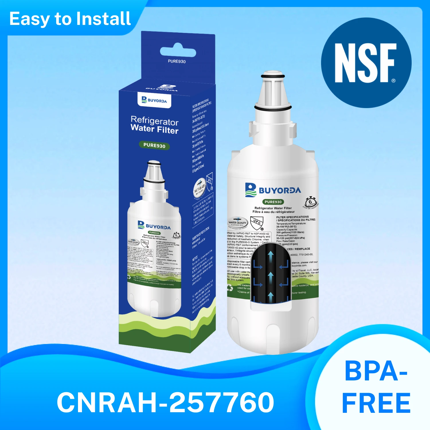 

Сменный фильтр для воды в холодильнике 7440000 7440002 - для Liebherr 7731240-00 744000200, угольный блок, контроль запаха и вкуса, легкая замена (Easy Twist)