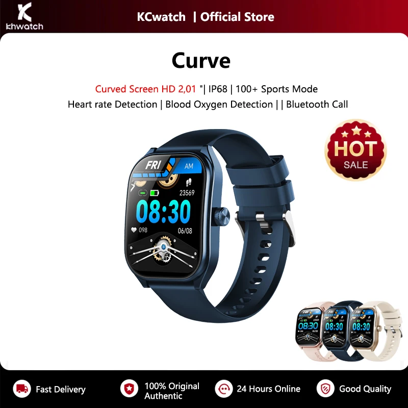 KHwatch 2.01 "Schermo curvo Orologi da uomo 5.3 Chiamata Bluetooth IP68 100 + Modalità Sport Orologi sportivi impermeabili Orologio digitale per ragazzo adolescente