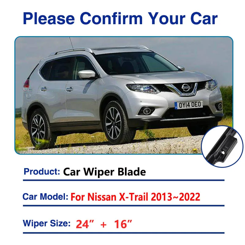 for Nissan X-Trail T32 2013~2022 2021 2020 Car Wiper Blades Front Window Windscreen Windshield Brushes Car Accessories Stickers