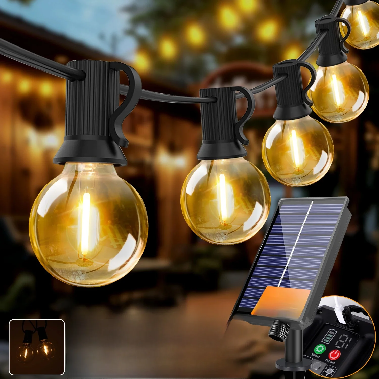 Led G40 Solar Globe Led Lichtslingers Buiten Waterdicht Onbreekbaar Solar Hanglampen voor Achtertuin Bistro Decoratie Licht - afbeelding 2