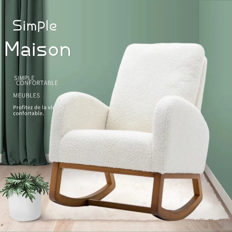 Fotel bujany w nowoczesnym stylu, wysokim oparciem wyściełane krzesło przesuwne do salonu. Nadaje się do salonu i sypialni