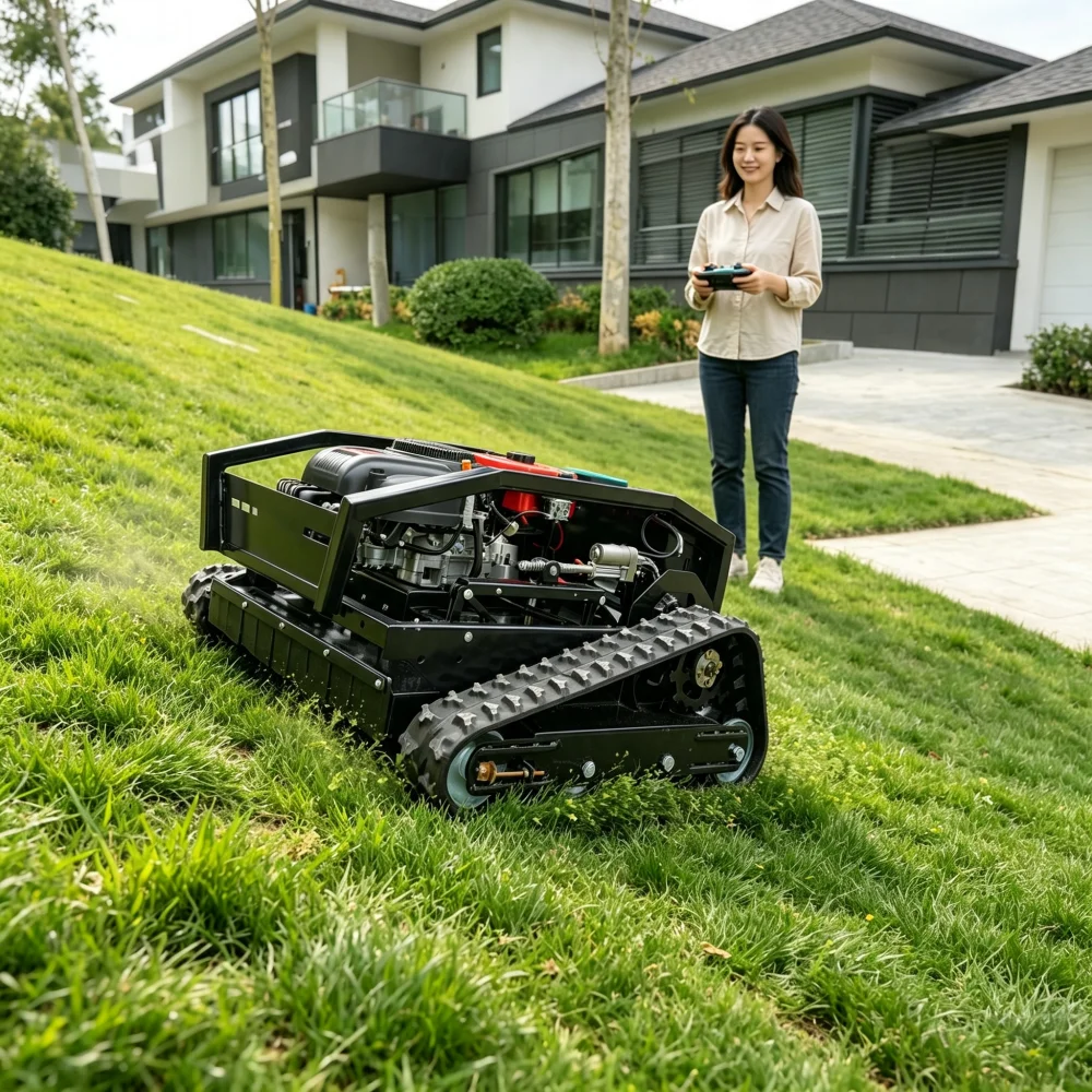 Marke】Roboter-Raupenmäher mit Fernsteuerung, CE-zertifizierter Diesel-Rasenmäher, optionale Mehrfachanbaugeräte