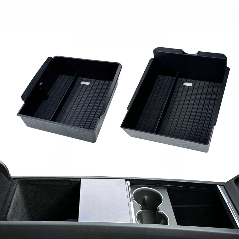Für Tesla Neues Modell Y Juniper Launch 2026 2025 Modell 3 Highland 2024 Konsolen-Armlehnen-Aufbewahrungsbox Organizer Beflocktes ABS
