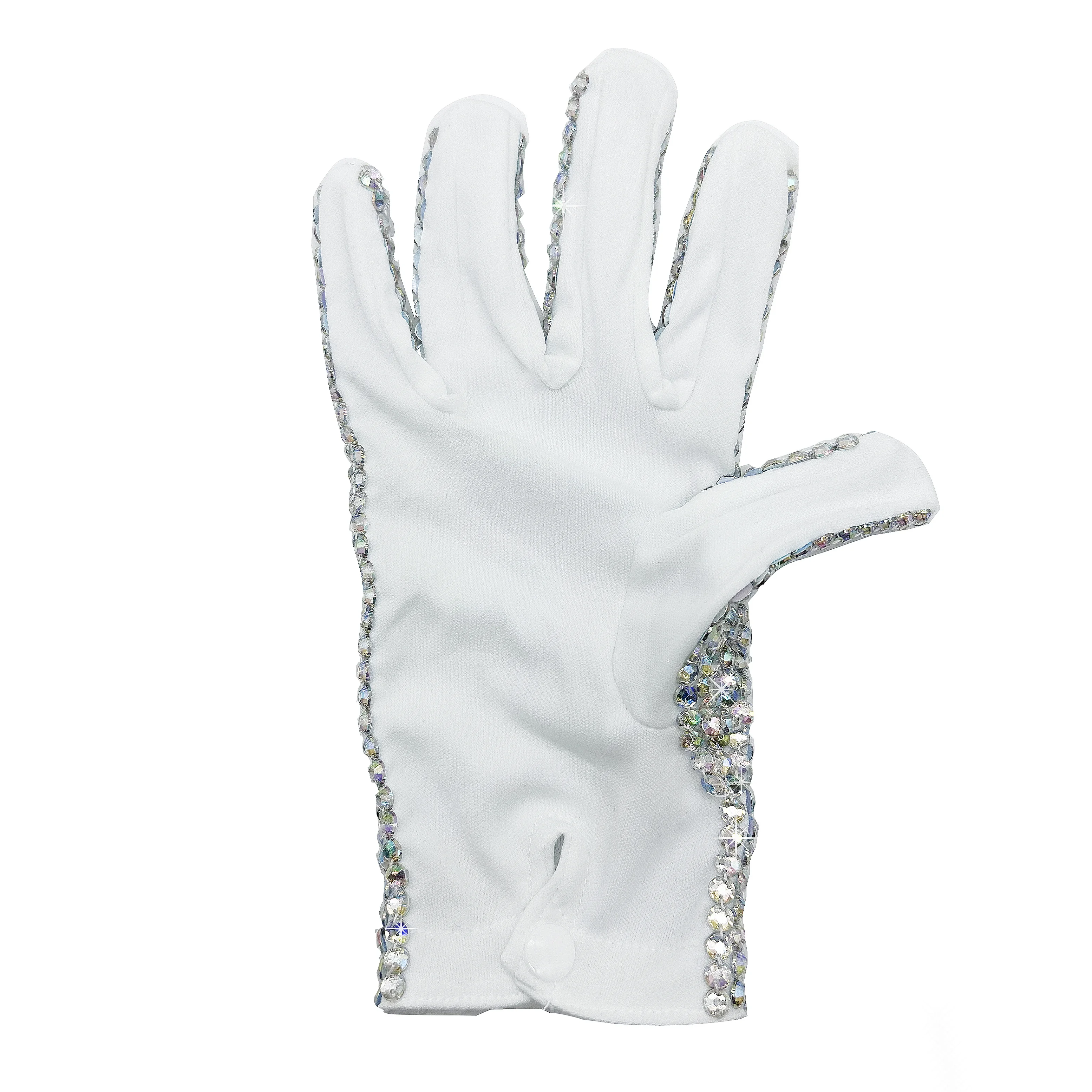 Rare Michael Jackson Single Side Rhinestone Silver Crystal Handmade Glove Collection Preformance