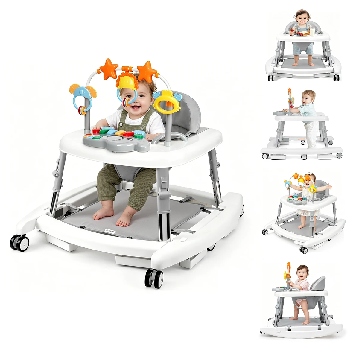 5 in 1 Adjustable Baby Walker with Music Toys