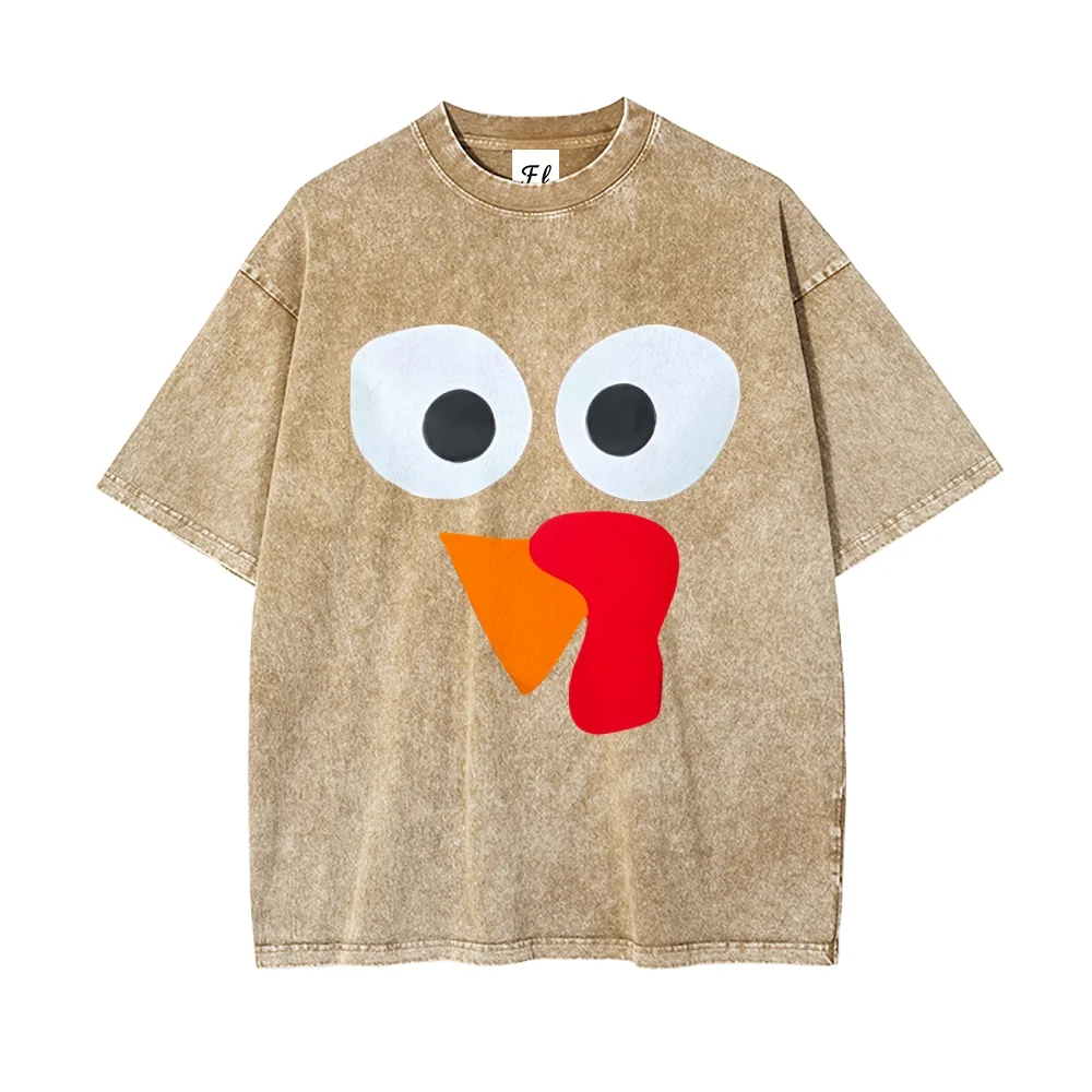 100% Cotton Funky Turkey Graphic Vintage T Shirt Unisex Oversized Casual Short Sleeve Tee Shirt Retro Style Trendy Daily Outfit