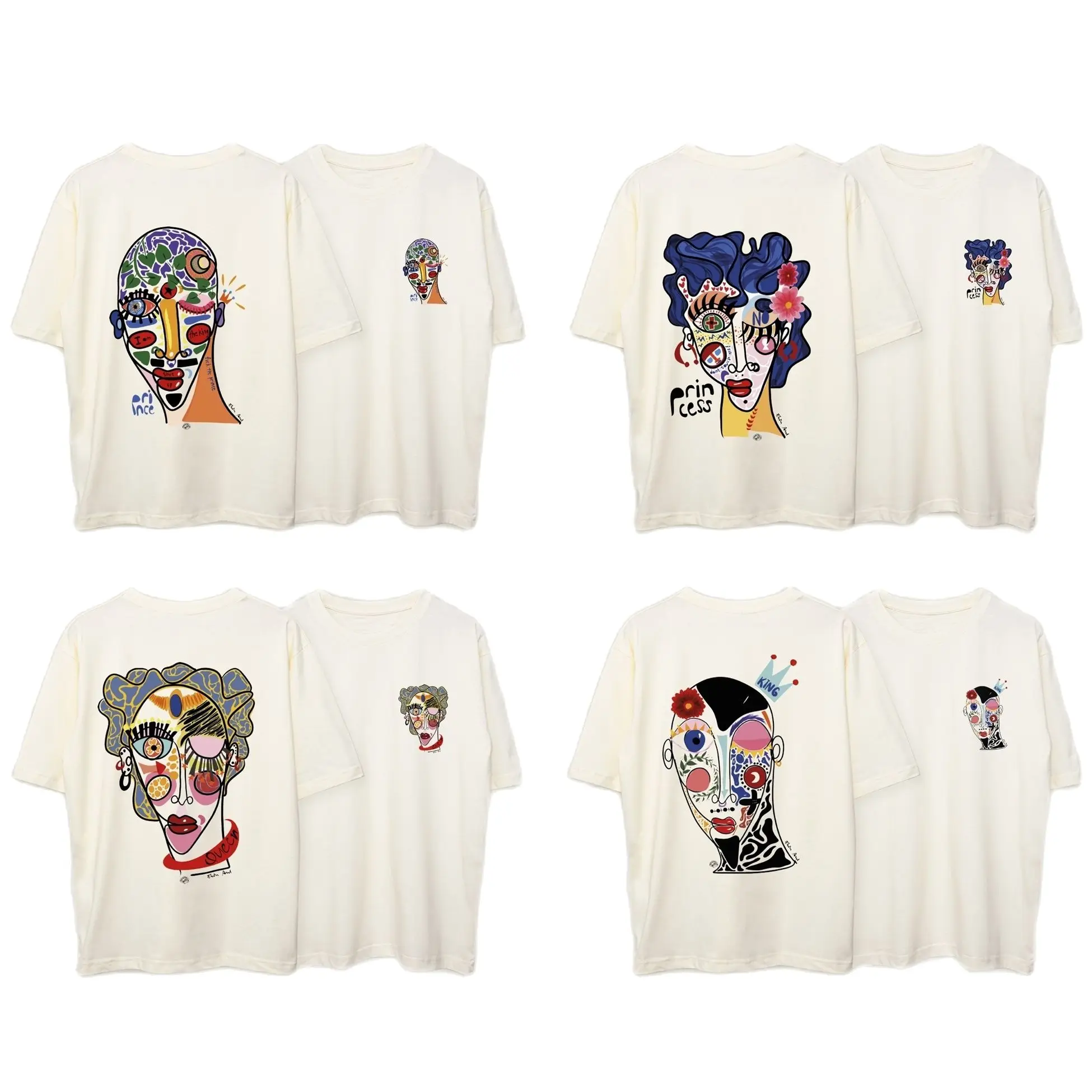 

Royal family series Turkish designer 100% cotton o-neck big size Unisex T-Shirt flawless printed casual summer oversized