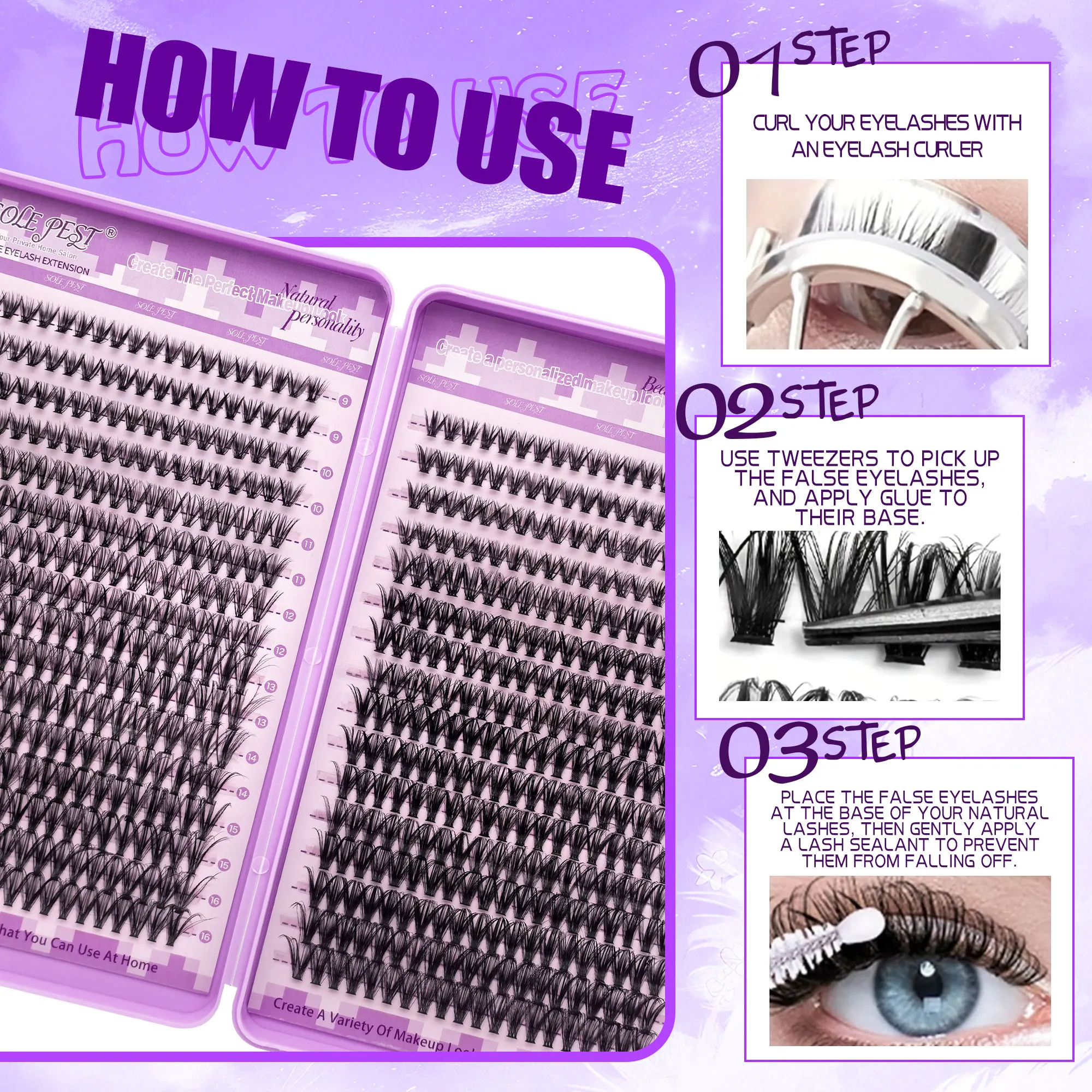640 Bündel 30D+40D gewellter künstlicher Wimpern, leicht und angenehm, für einen natürlichen und einzigartigen Make-up-Effekt. – Detail 5
