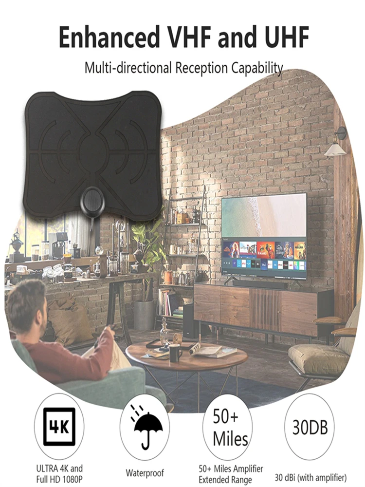 Upgraded Long-Distance Digital TV Antenna with the Latest Hdtv Indoor Enhanced Digital TV Antenna Upgraded Booster 28 DBi Gain