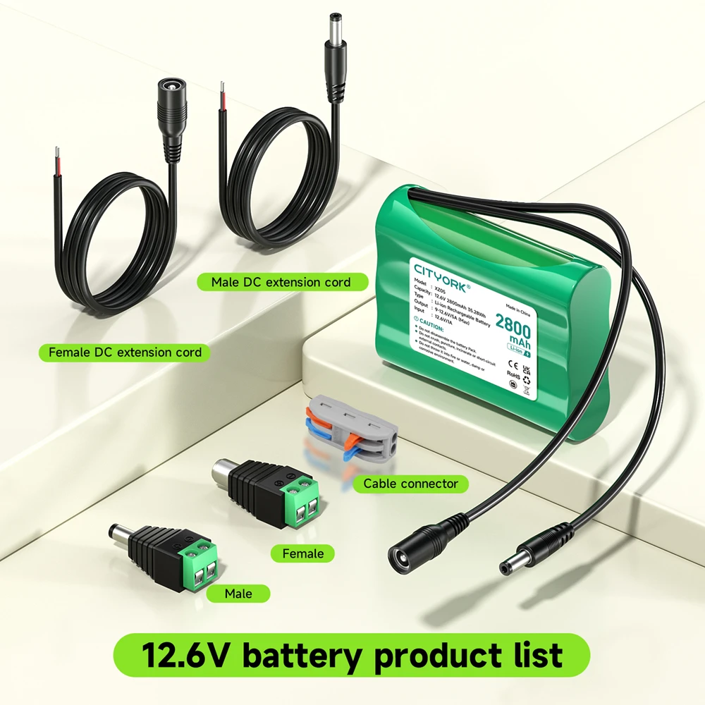 

12.6V Rechargeable 2800mAh Li-ion battery suitable for 12V devices, Electromobility toys, Solar charging panel , 12V LED Lamp
