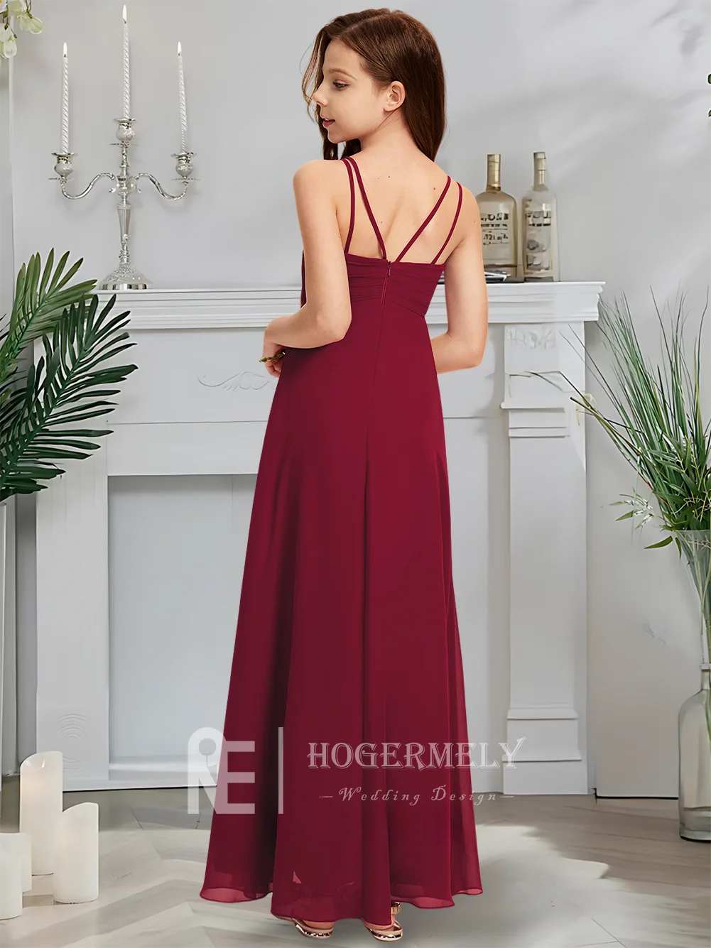 Роскошное платье подружки невесты с v-образным вырезом, платье русалки с цветочным узором для девочек, шифоновое платье длиной до пола с каскадными оборками, свадебное платье