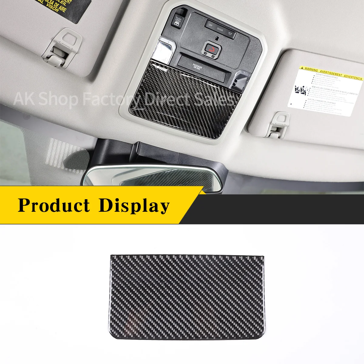 For Toyota Tundra 2022-2023 Real Carbon Fiber（Soft） Car Roof Glasses Case Reading Light Trim Panel Cover Sticker Car Accessories