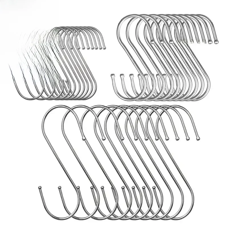 10 stuks roestvrij staal S-vormige haak keuken badkamer kledinghaken multifunctionele metalen ophanghaak - afbeelding 2