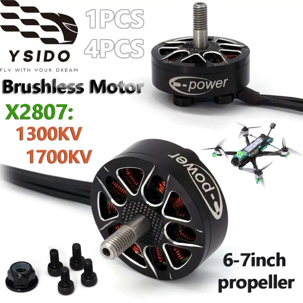 

1/4PCS YSIDO X2807 1300KV 1700KV Brushless Motor 2-6S For Mark4 7inch RC FPV Freestyle Long Range LR7 Drones Model Upgrade Parts