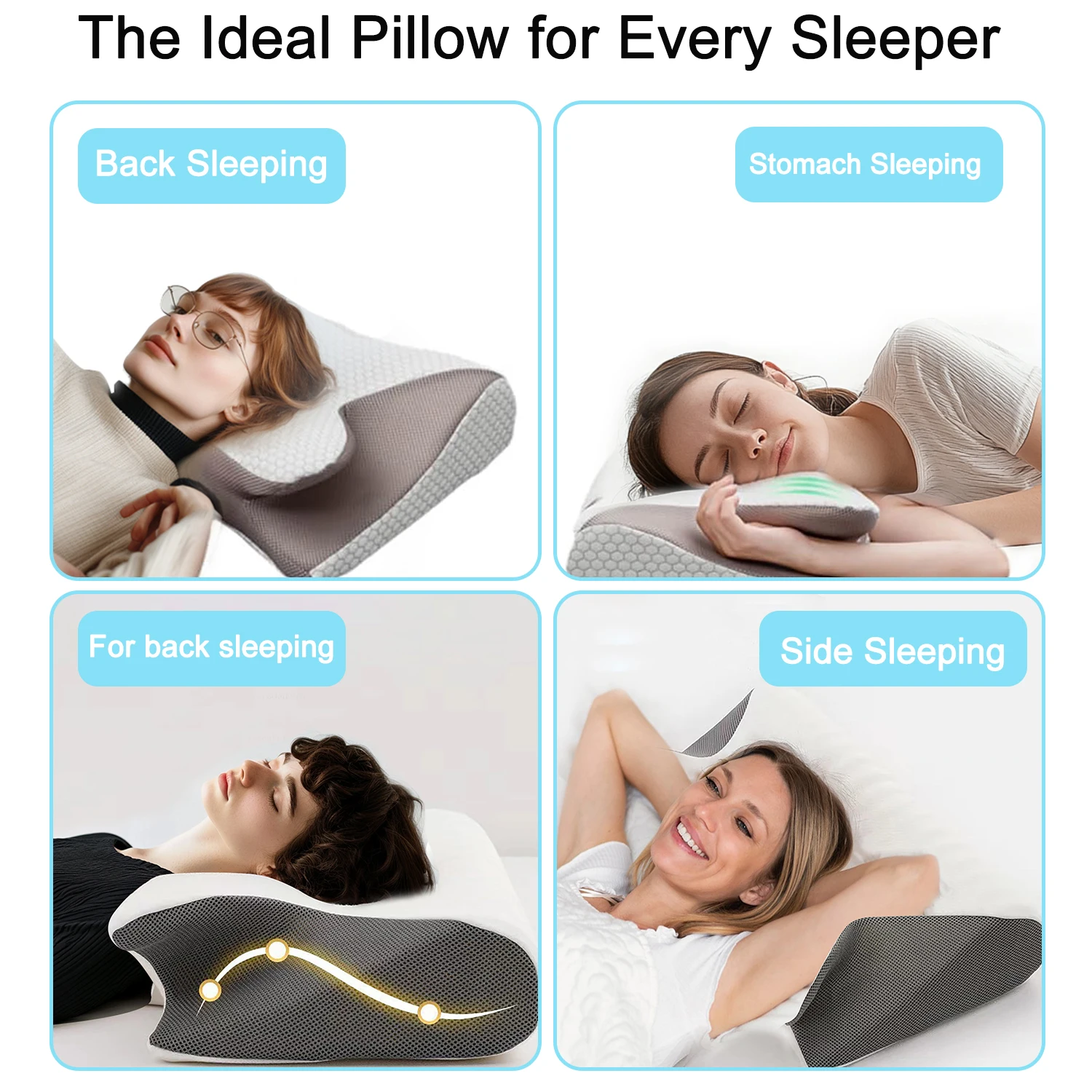 59x30x10cm Slow Rebound Comfortable Memory Foam Sleep Pillow For Neck Pain  Ergonomic Pillow For Side Sleep Supine Tummy Sleep